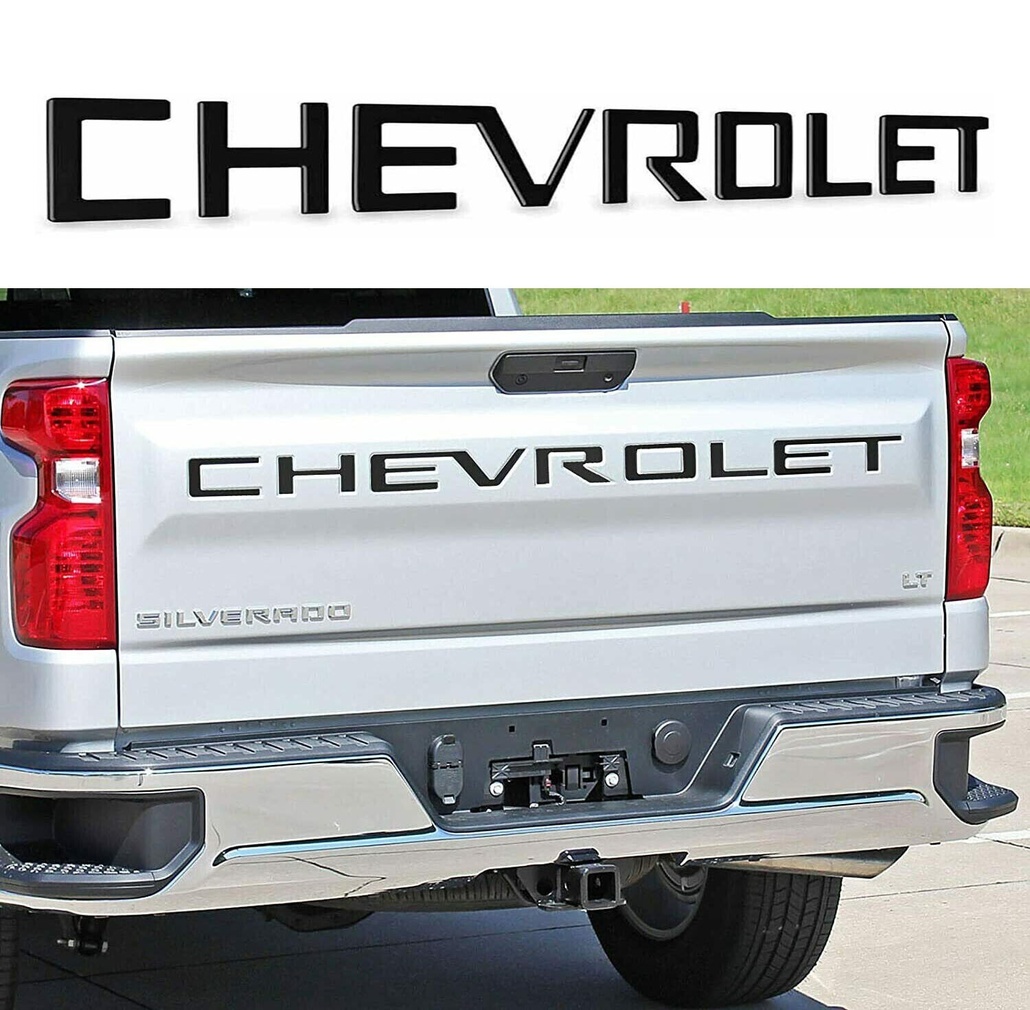 New Black Chevrolet Raised Tailgate Letters Decal for 2019-2024 Chevy Silverado