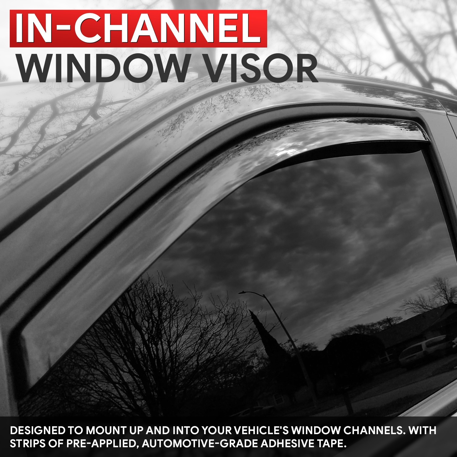 Fit 17-23 GMC Acadia Glossy 4-Piece In-Channel Wind Rain Side Window Visors