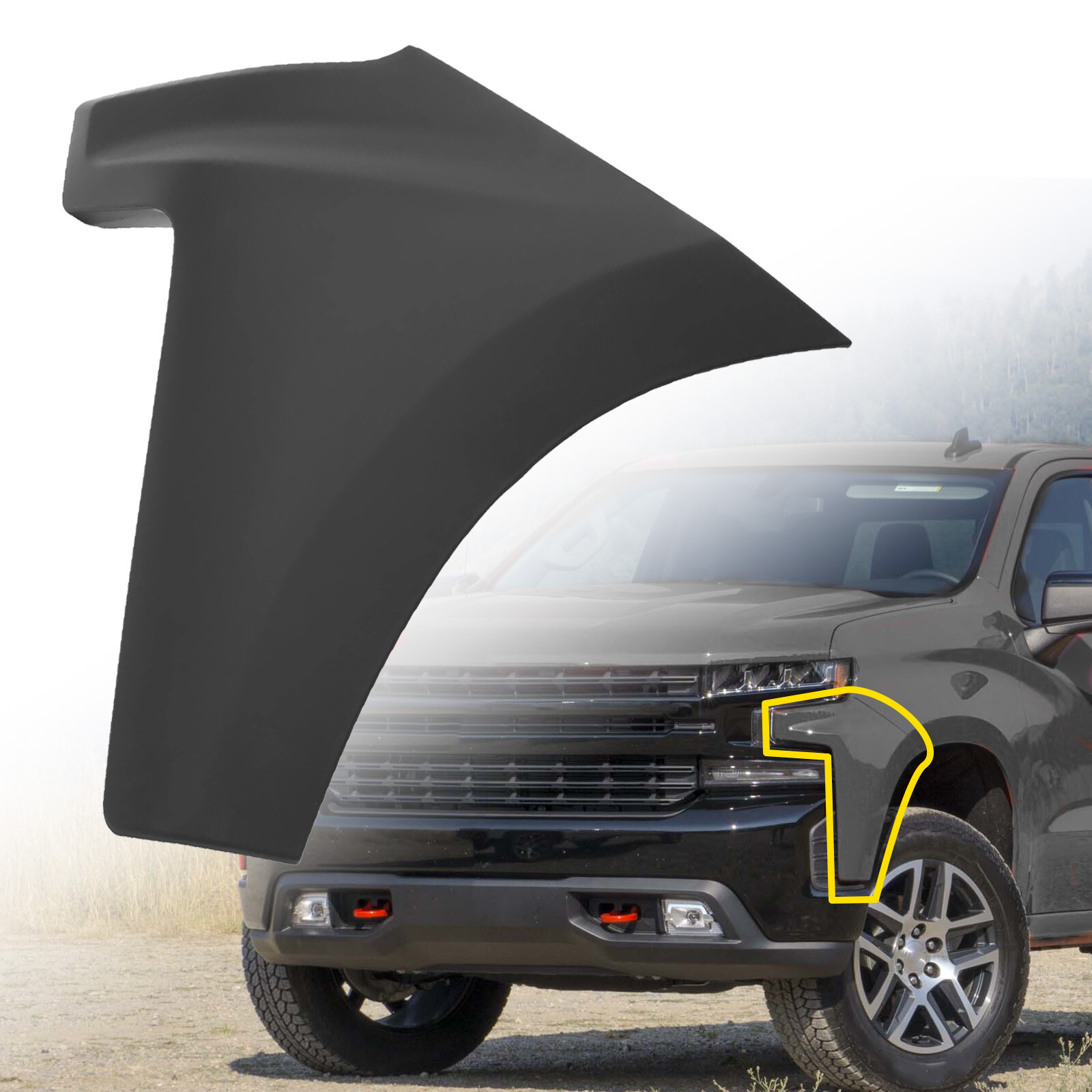 Driver Side Front Bumper End Cap For 19-22 Chevrolet Silverado 1500 LTD 84658017