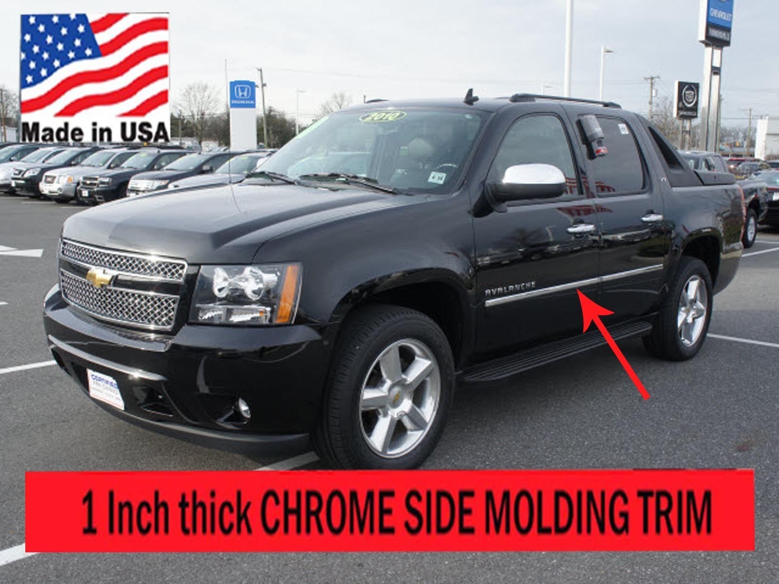 Flexible Chrome Side Door Molding Rocker Panel Trim Kit For Avalanche 2007-2013