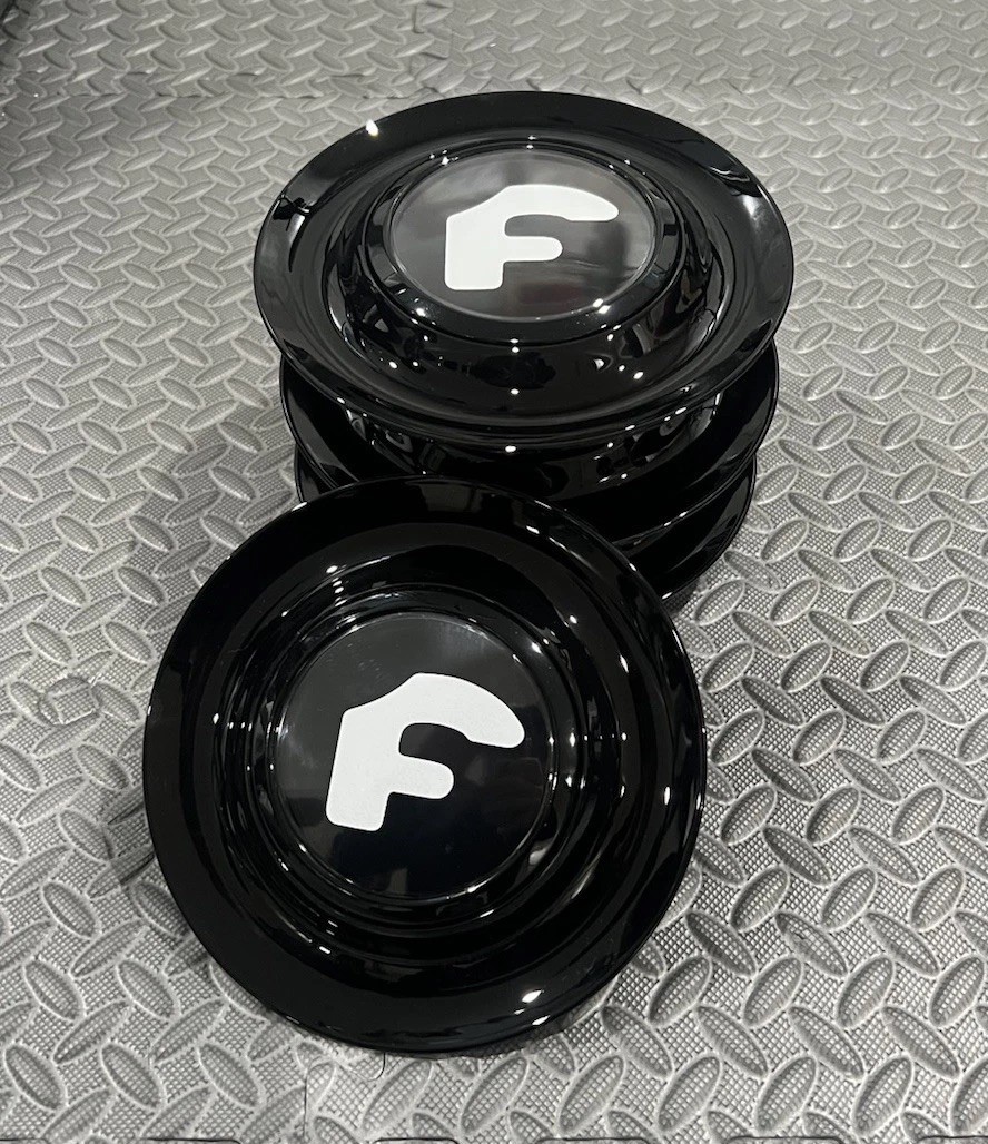 4 pcs Set BLACK Forgiato Floating Center Caps XL Hubcap Rim 7.2”-