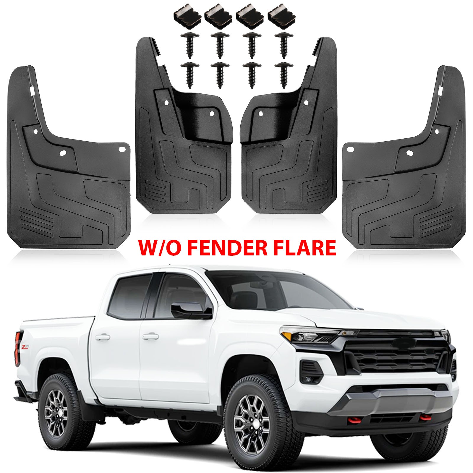 4pcs For Chevrolet Colorado 23-2026 Splash Guards Mud Flaps W/O Fender Flare