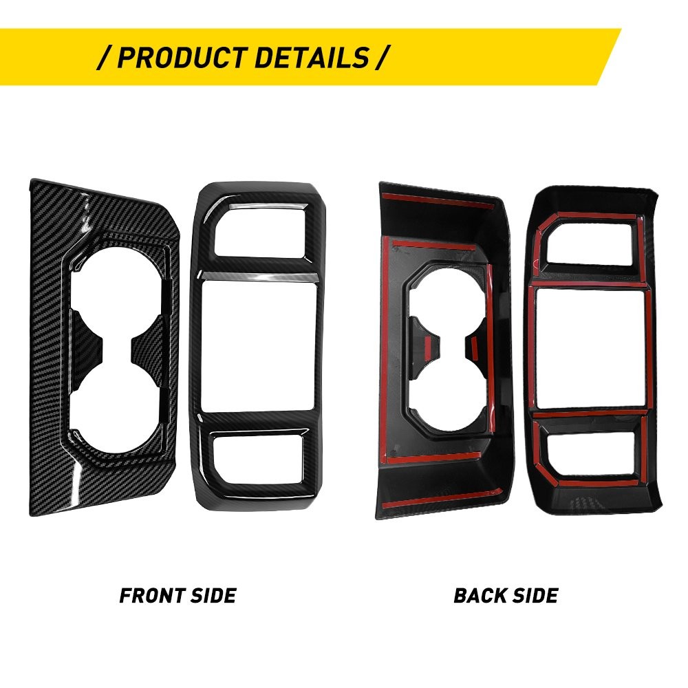 Carbon Fiber Cup Holder Trim & Air Vent Outlet Cover Rear For 2015-20 Ford F150