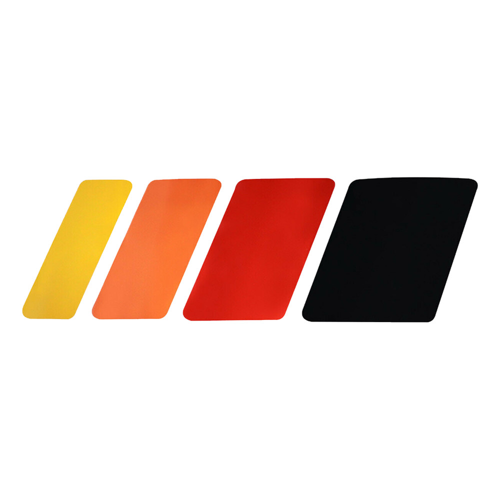 4 Tri-color Badge Front Grille Decal Sticker Red Orange Yellow Black Accessories
