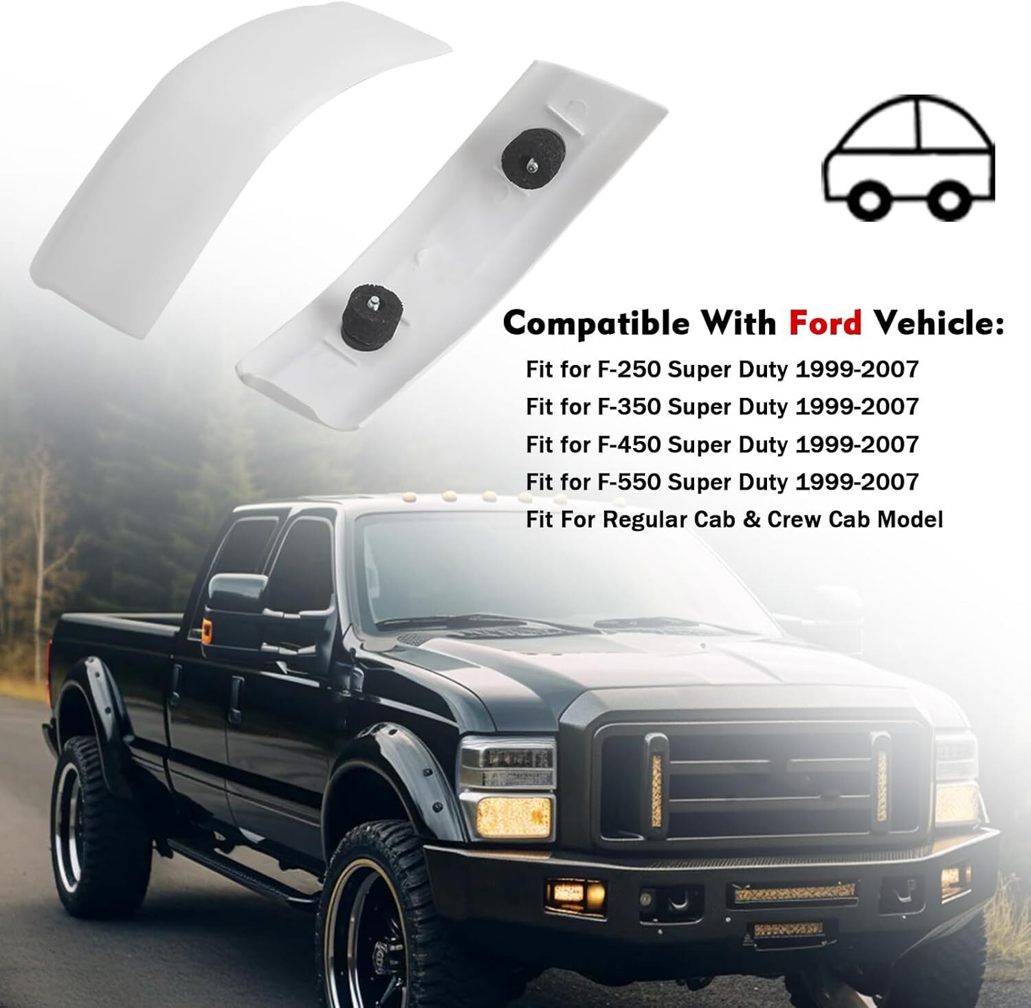 Upgraded Pair Roof Corner Cab Trim Molding Cover For Ford 99-07 F250 350 450 550