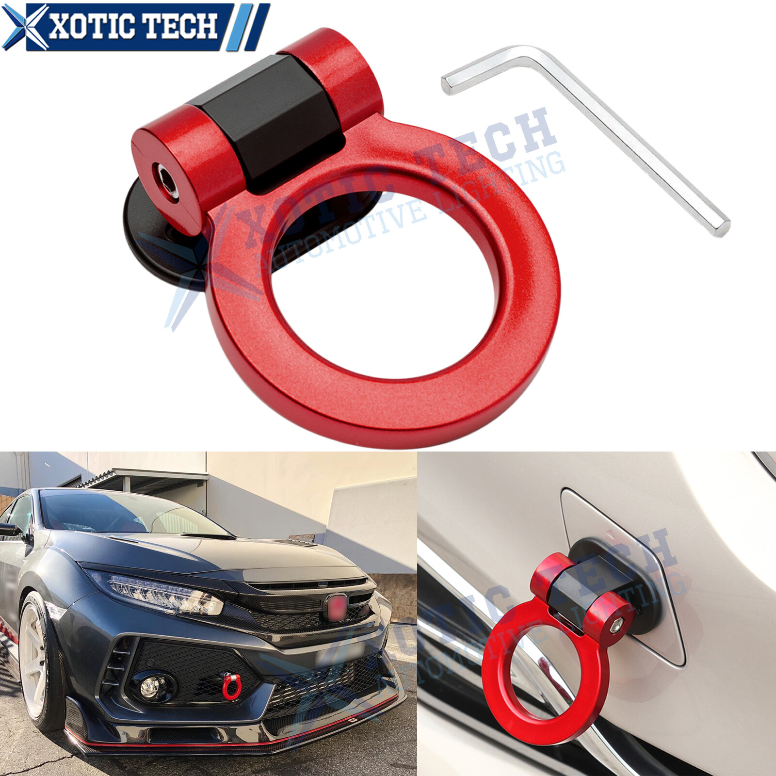 Sport Red Track Racing Dummy Stick On Tow Hook Ring Bumper Decoration Universal