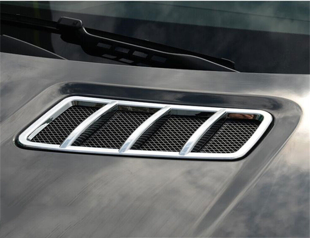 Pair Chrome ABS Hood Grille Engine Air Vent Outlet Cover For Benz GL ML 13-19