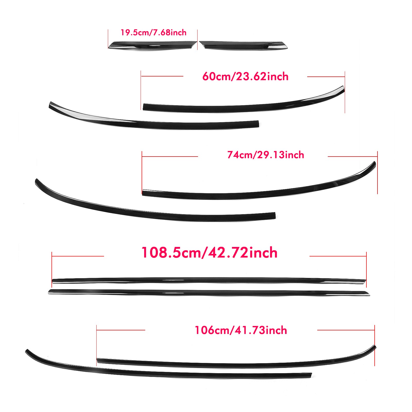 10pcs Window Molding Trims For Mini Cooper S F56 2014-2024 Gloss Black