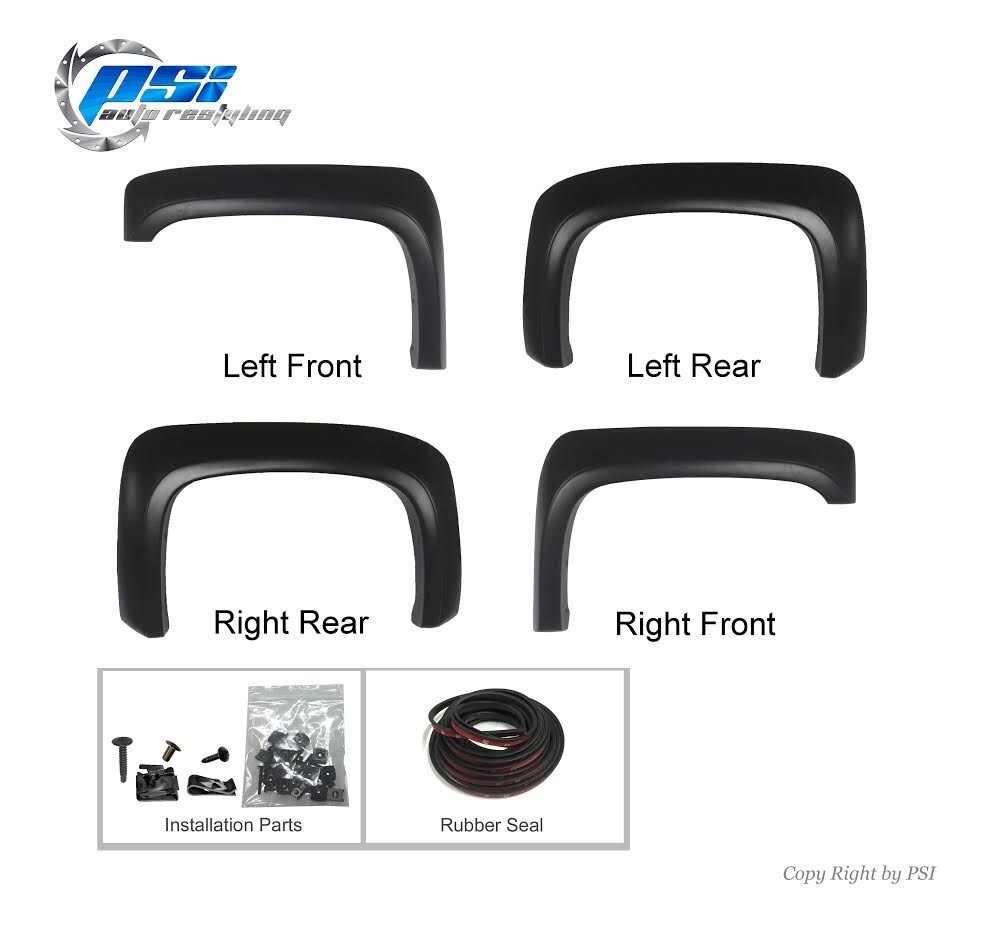Paintable Extension Fender Flares Fits Silverado 1500 07-13 2500HD 3500HD 07-14