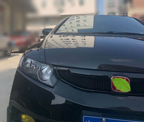 Bright Black Front Honeycomb Center Grille 2009-2011 For Honda Civic Cover Trim