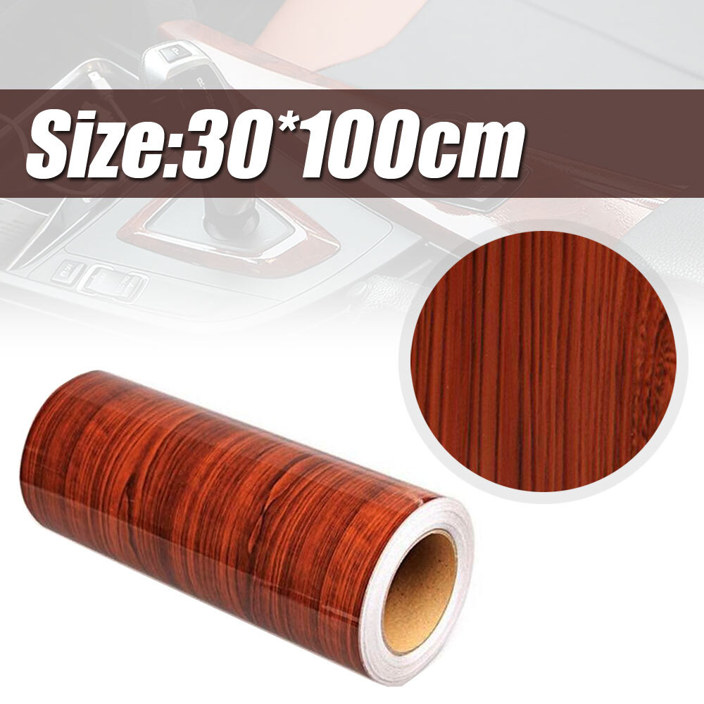 Glossy Simulation Wood Grain Sticker Vinyl Decal DIY Film Wrap Car Interior Trim