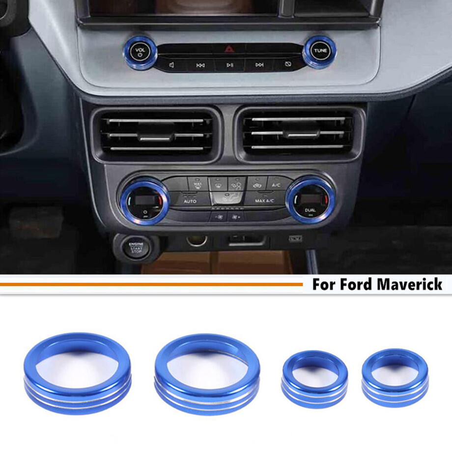 4P Center Console Switch Knob Trim Ring For Ford Maverick 22-24 Accessories Blue
