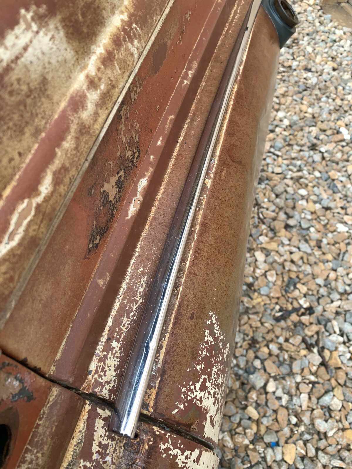 1952 CHEVY REAR UPPER QUARTER PANEL STAINLESS DRIVER SIDE STATION WAGON