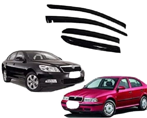 Door Visor Wind Rain Deflector Black for Octavia Old Type 1 2001-2010 Set of 4Pc