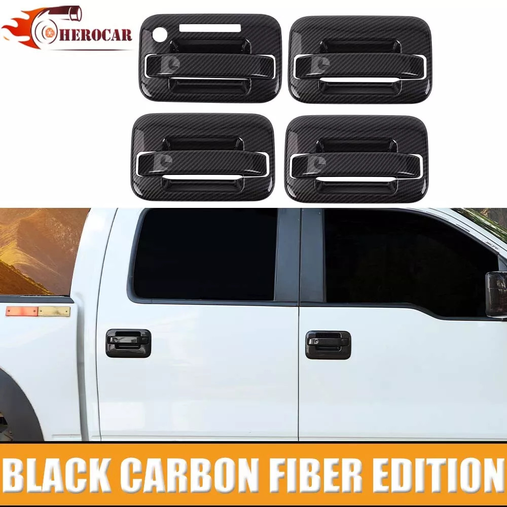 🌟Carbon Fiber Mirror+4 Dr Handle+Fuel Cap+Tailgate Trim Kit For 09-14 Ford F150