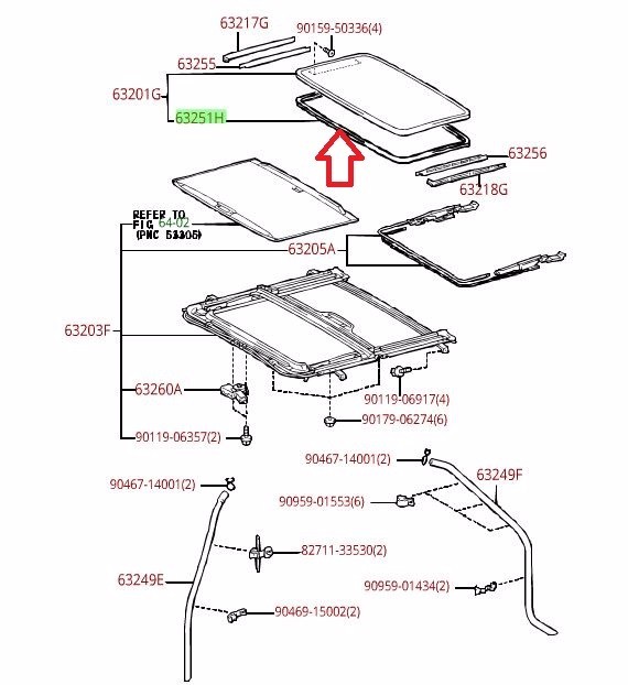 LEXUS OEM FACTORY SUNROOF WEATHERSTRIP 2006-2007 GS430
