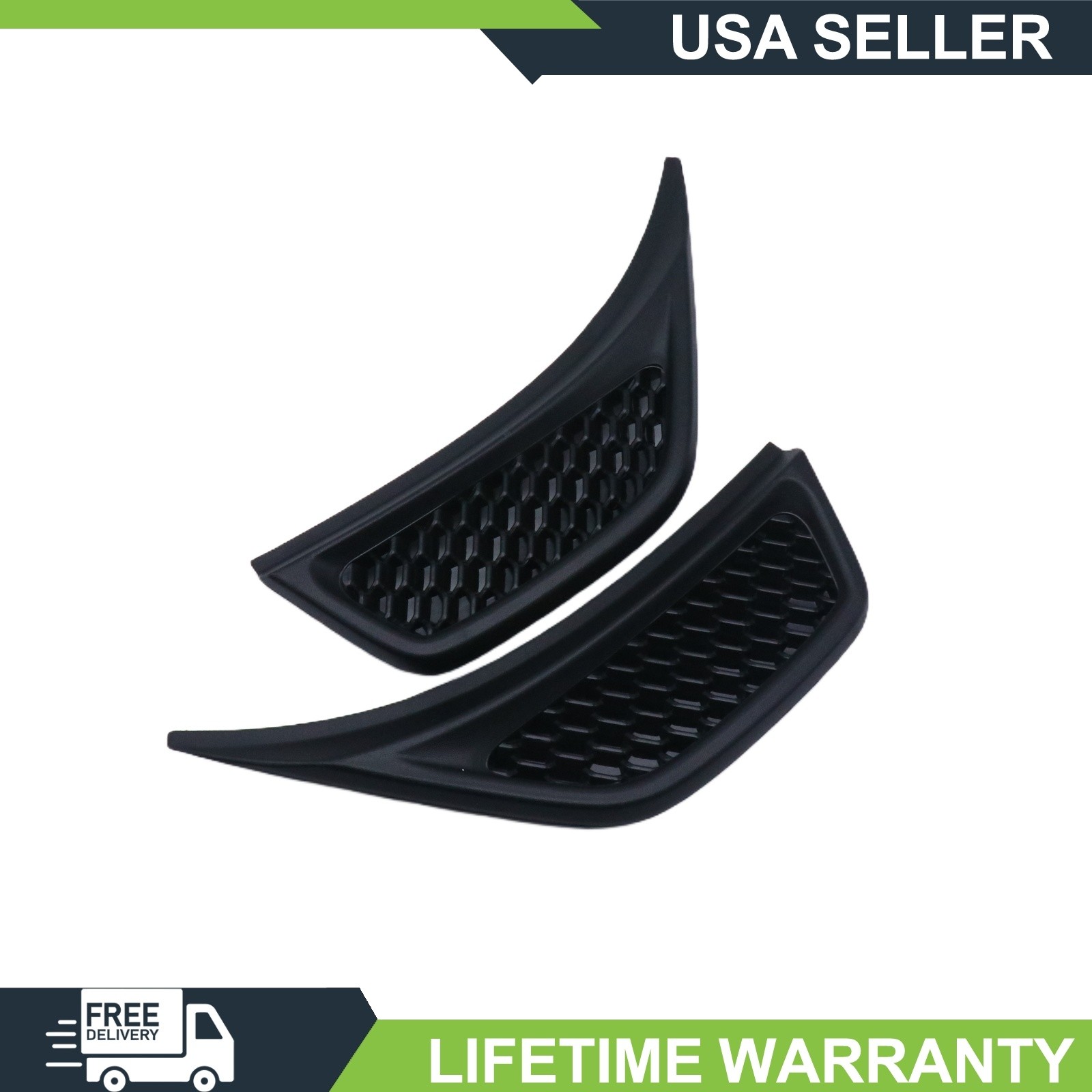 Front Side Fender Air Vent Grille Bezel Pair For Jeep Wrangler JL 18-23 Rubicon