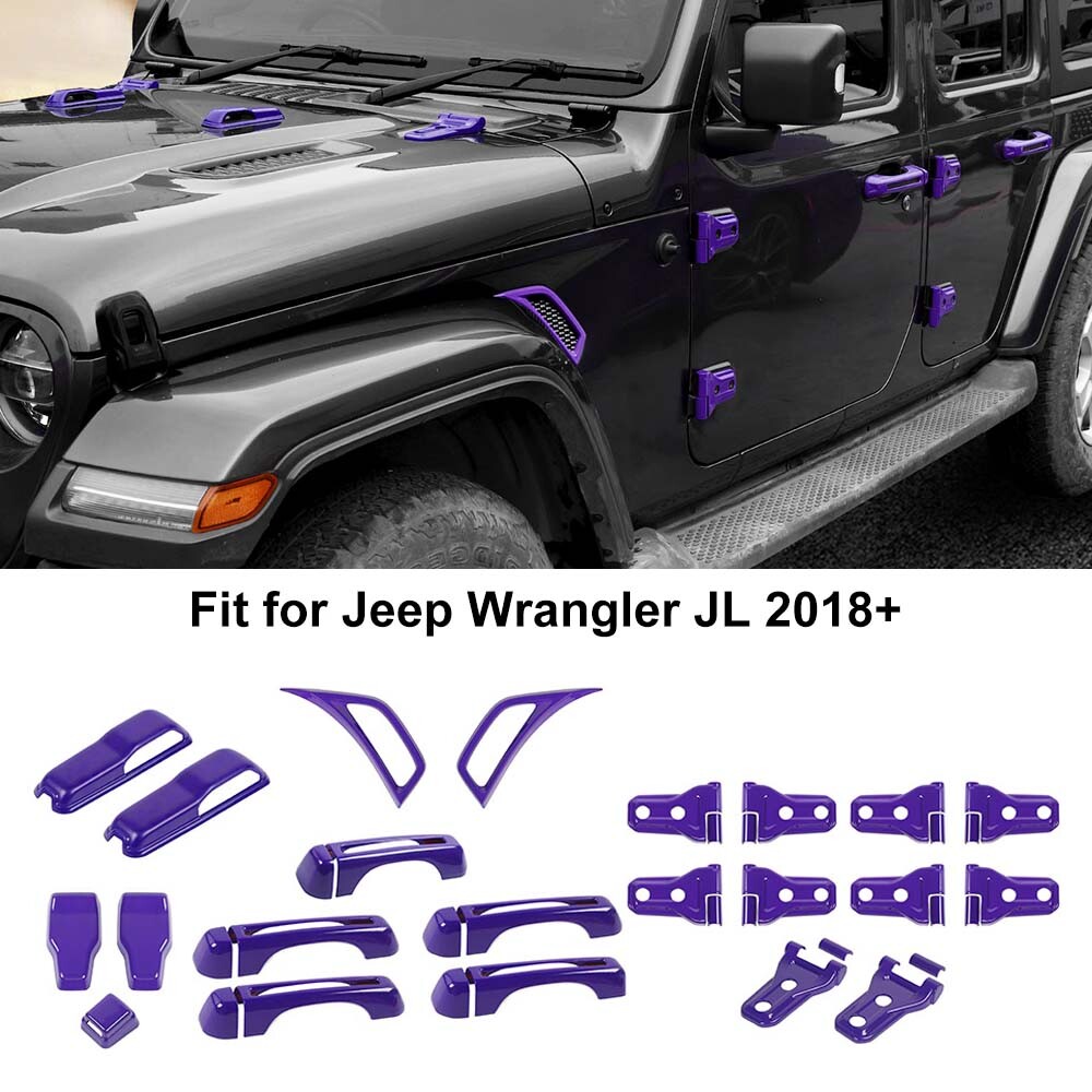 37pc Purple Exterior Door Hinge/Handle Cover Trim Kit For Jeep Wrangler JL 2018+