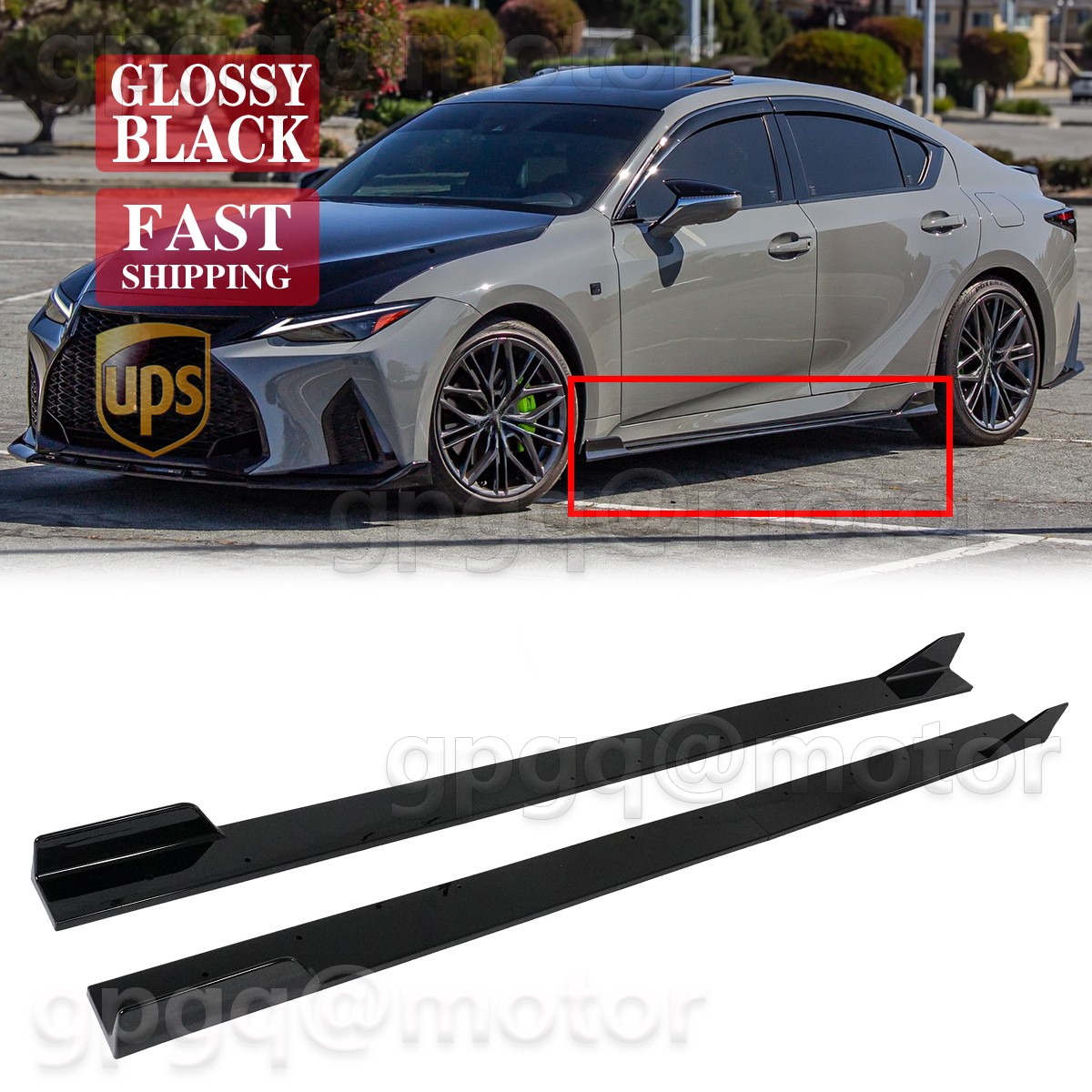 For Lexus IS300 IS350 IS500 2021-2025 AR Style Glossy Black Side Skirt Extension