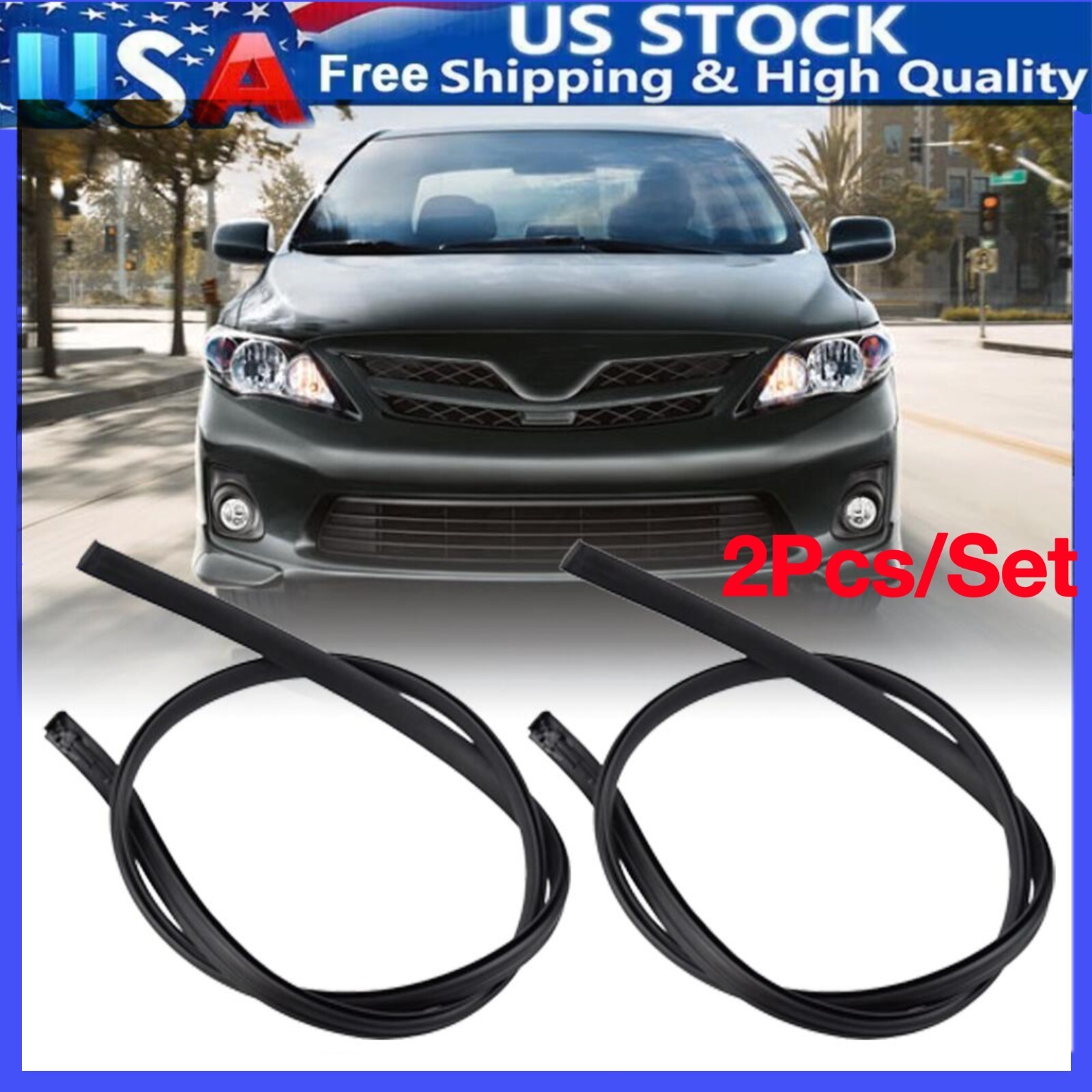 2PCS/SET For 2009 2010 2011 2012 2013 Toyota Corolla Black Roof Trim Molding NEW