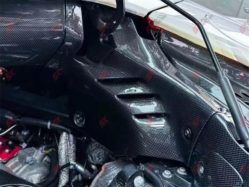 Plain Weave Dry Carbon Fiber Inner Engine Bay Cover Fits Ferrari SF90 Spider 21+