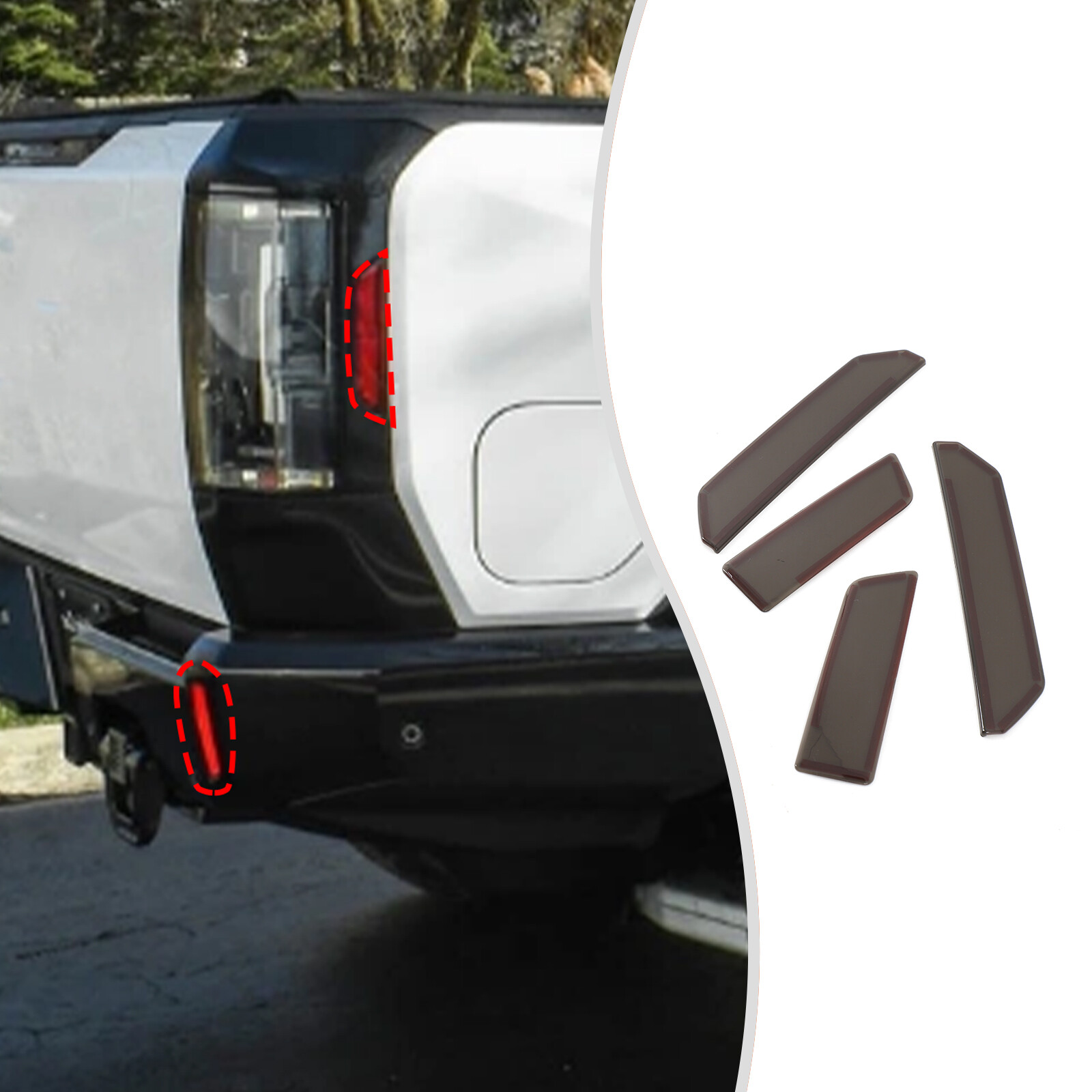 Smoked Black Tail Light Rear Lamp Guards Cover Trim Kit For Hummer EV Pickup 22+