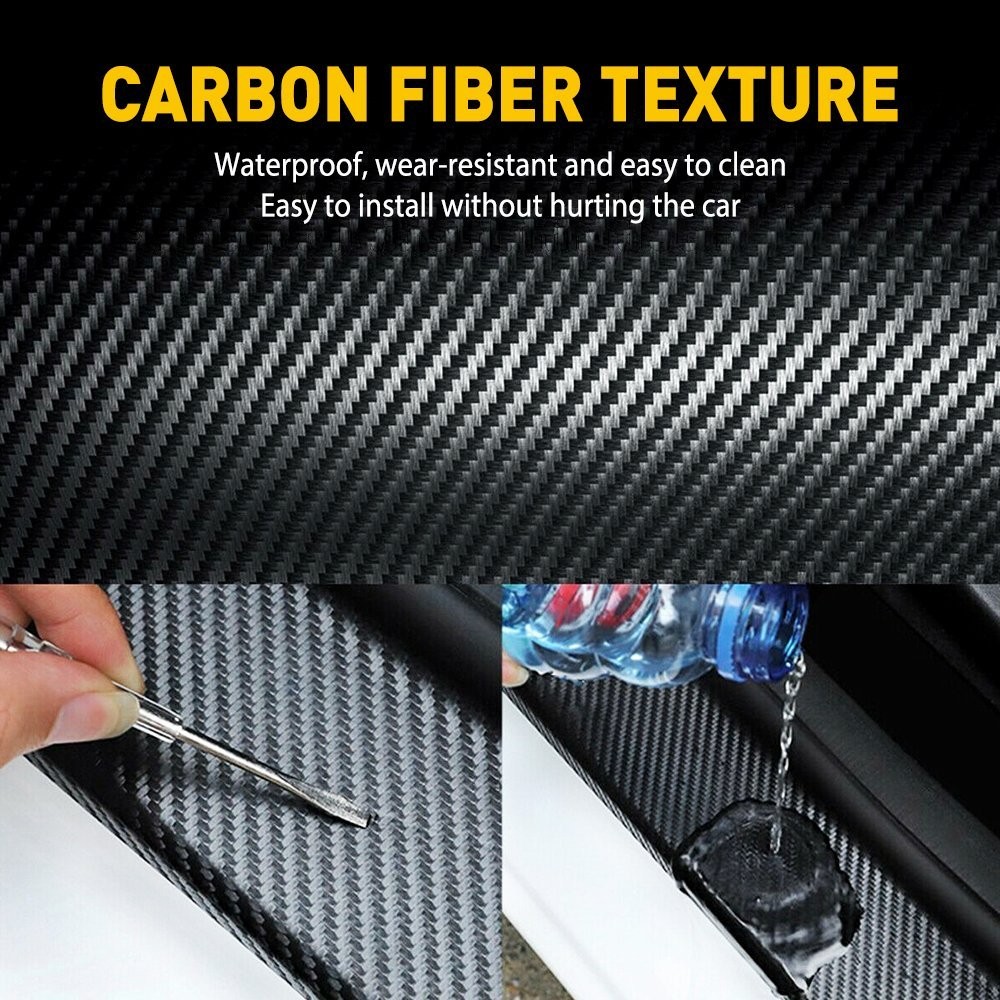 7CM Carbon Car Fiber Door Sill Plate Cover Anti Scuff Scratch Sticker Protector