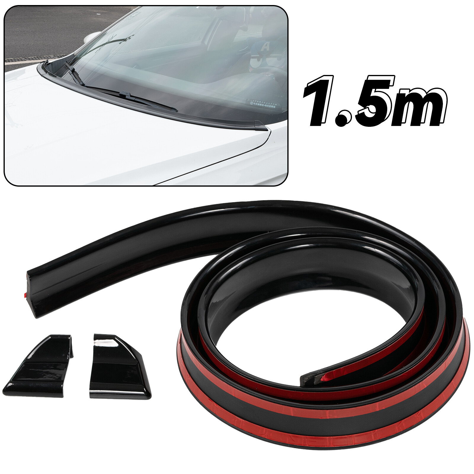 59” Universal Car Rear Roof Trunk Spoiler Wing Tail Lip Trim Rubber GLOSS BLACK