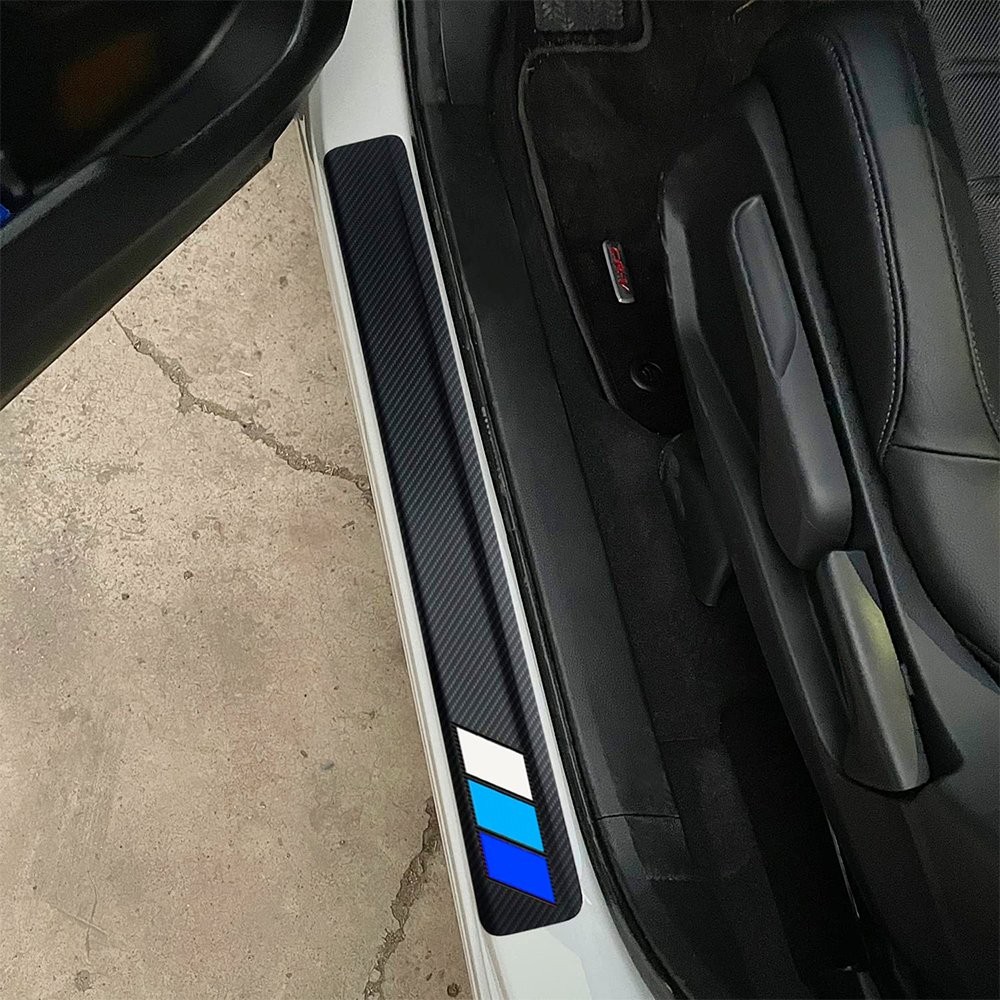 Fits For Toyota 4PCS Car Sill Door Plate Protector Scuff Entry Guard Blue Cover
