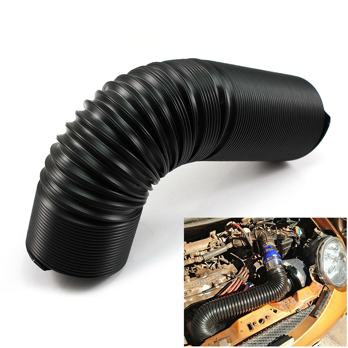 Flexible Turbo Cold Air Brakes Intake System Hose Ducting Feed Pipe 63mm For Car