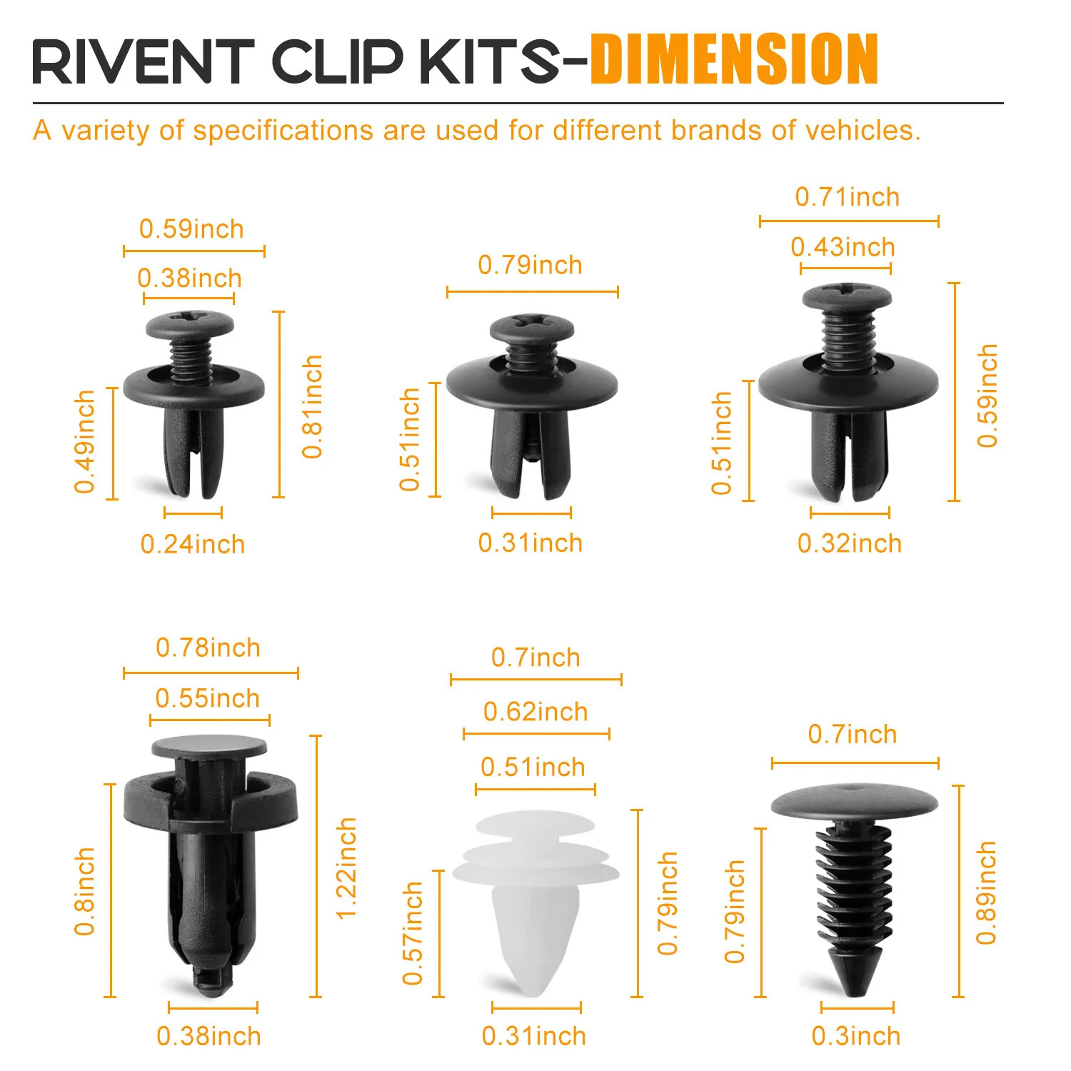 For Subaru 100Pcs Bumper Hood Clips Retainer Rivet Fastener Fender Push Pin US
