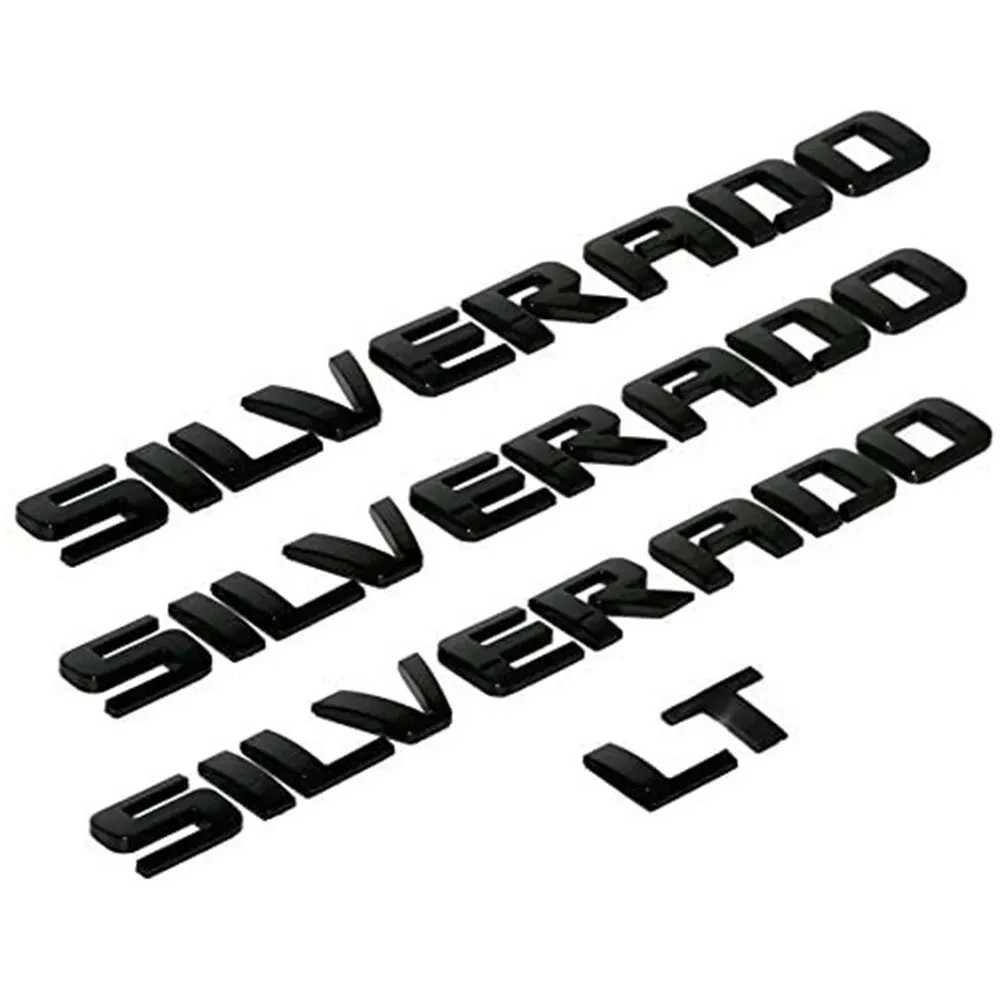 4X Glossy Black Door Rear Emblem for Silverado LTZ 1500 Letters Badge