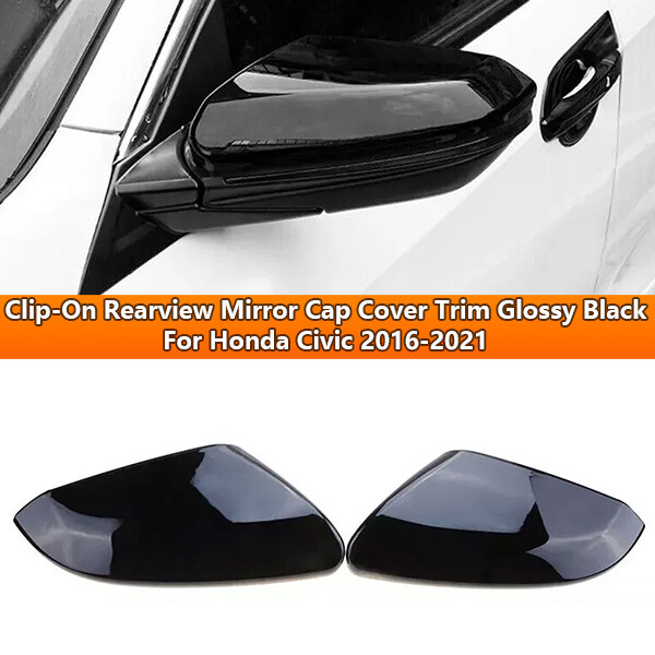 For 2016-2021 Honda Civic 10th Rearview Mirror Cap Cover Trim Glossy Black