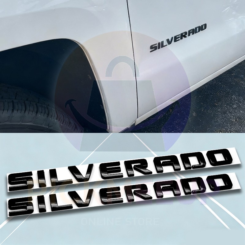 2Pcs Side Door Letters For Silverado Gloss Black 3D Stickers Emblem 2007-2018