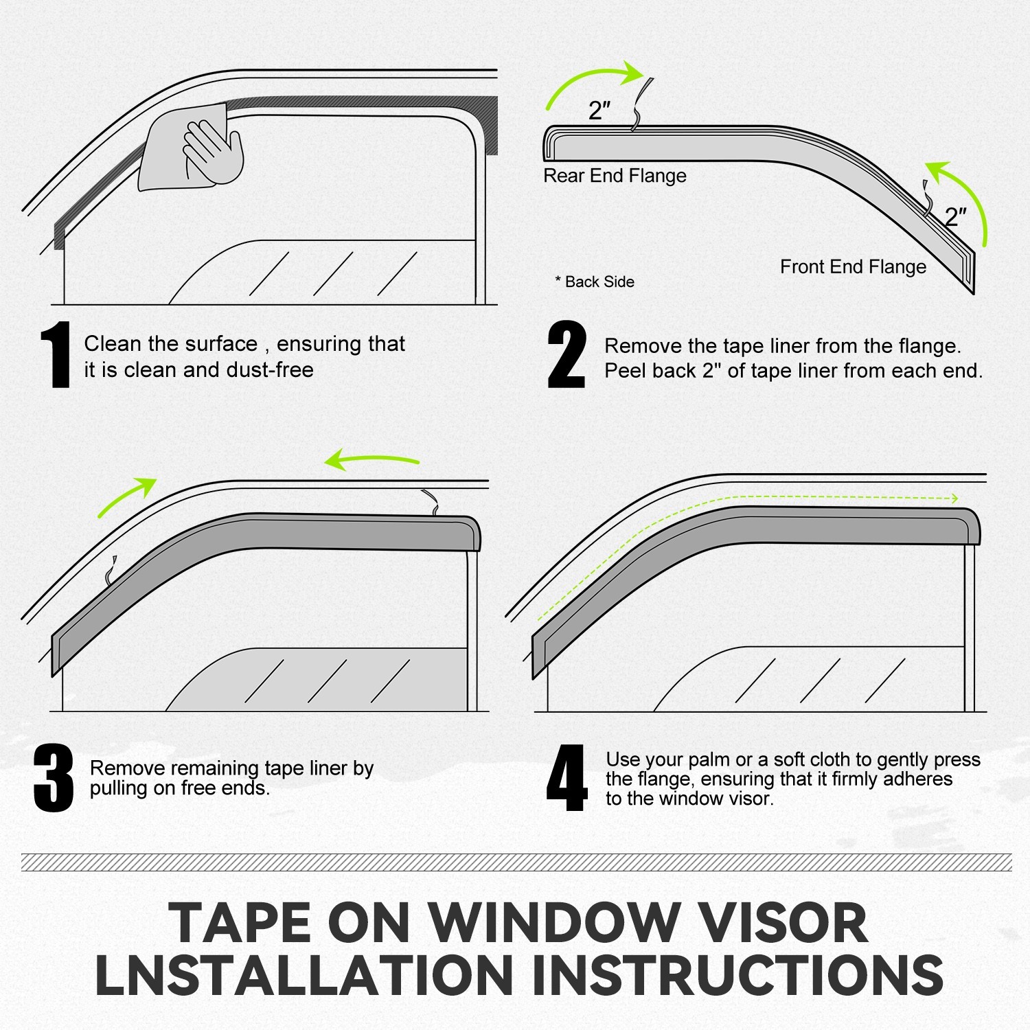 3M Adhesive Tape 4 Window Visors Wind Rain Guard for Mazda 3 w/ Hatchback 10-13