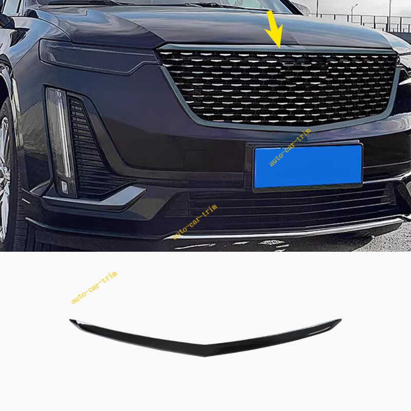 For 20-25 Cadillac XT6 Gloss Black Front Center Grille Upper Molding Cover Trim