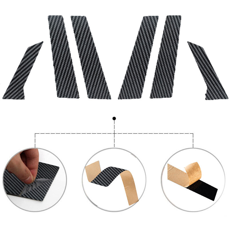 6pcs Carbon Fiber Look Pillar Posts Door Trim Cover For Audi A3 Sedan 2021-2024