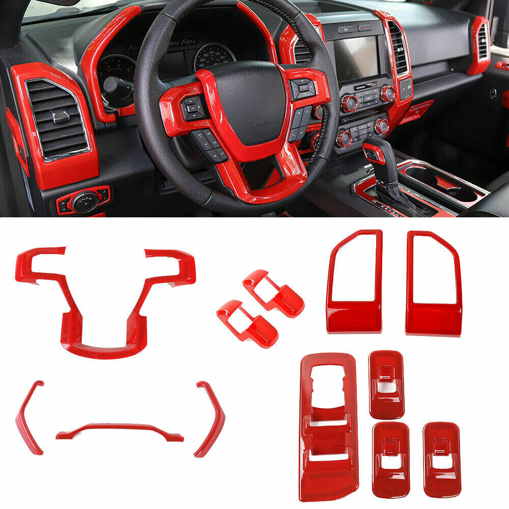Full Cover Kit Interior Decor Panel Trim for Ford F150 2015-2019 Red Accessories