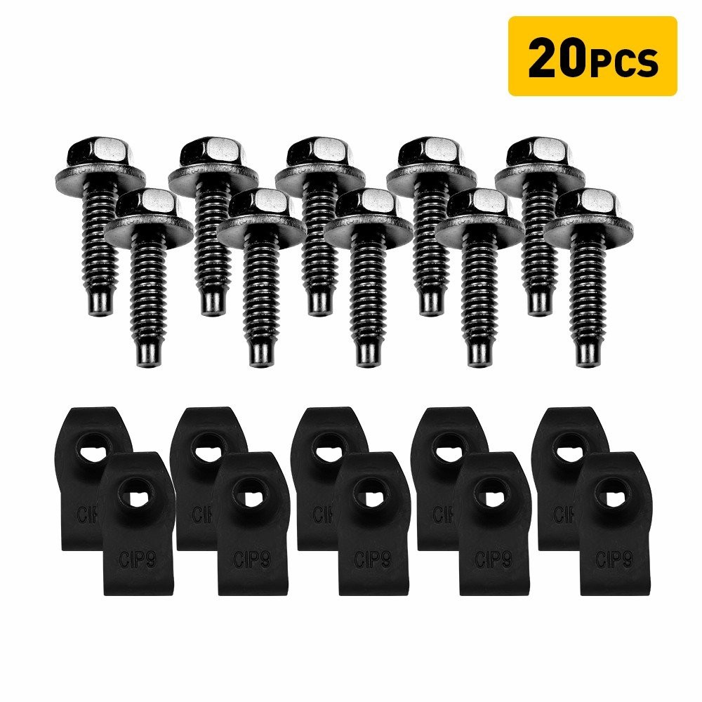 5/16-18 x 1-3/16″ Long- 20pcs (10ea)-374F FIT Ford Truck Body Bolts & U-nut Clip