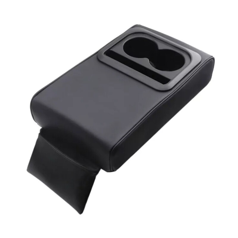 Black Car Armrest Box Cushion Pad Center Console Cover With Cup Holder Storage