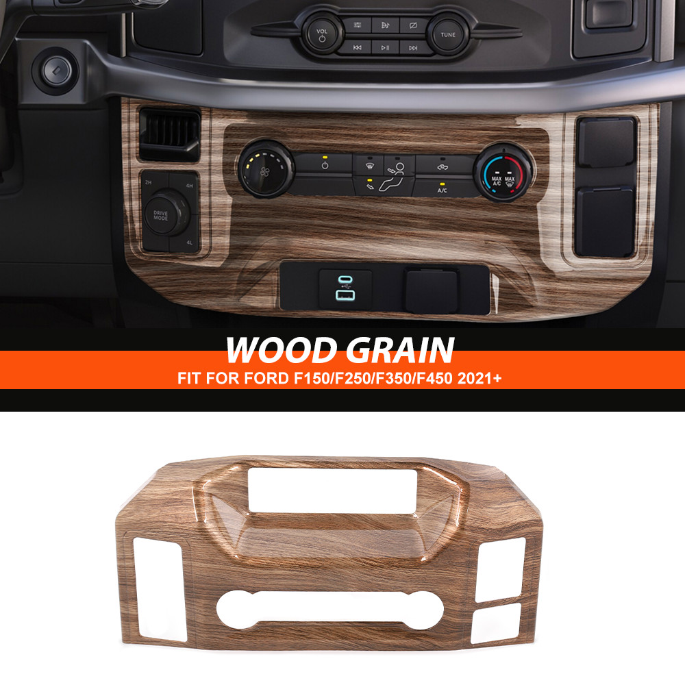 Wood Grain Inner HVAC Control Trim For F150/F250/F350/F450 2021-25 Accessories