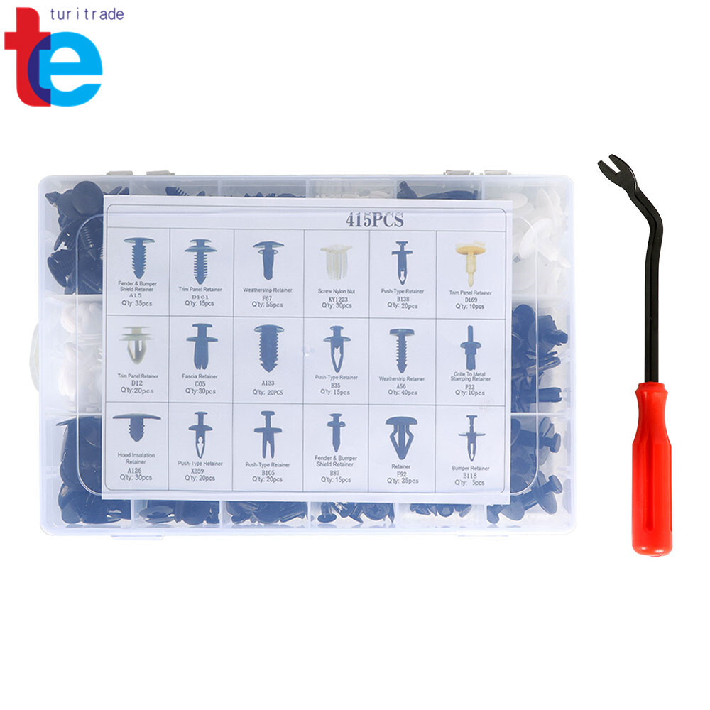 Car Retainer Clips Auto Fasteners Push Trim Clips Pin Rivet Bumper Kit 415Pcs
