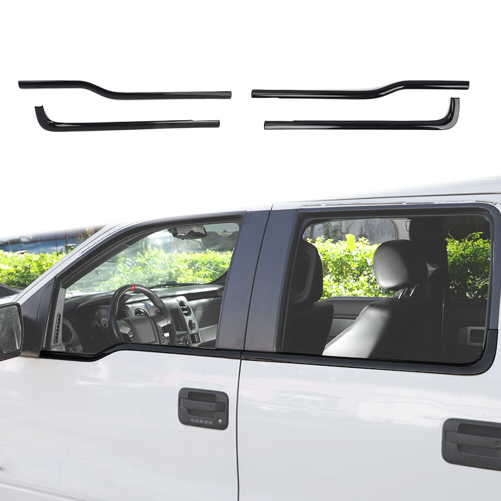 For 2004-14 Ford F150 4Dr Extended Super Cab GLOSS BLACK Window Sill Trims COVER