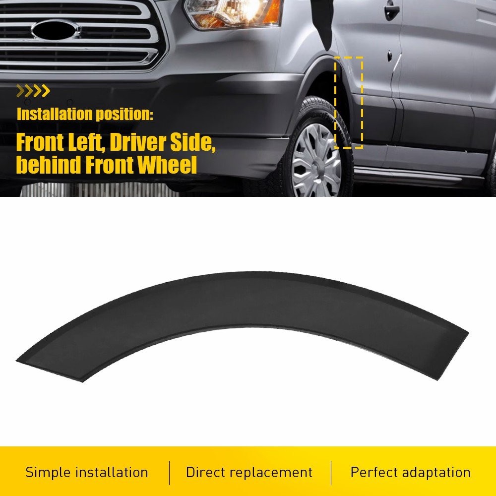 For Transit 2015-2024 Ford Left Driver Side Black Door Fender Flare Molding Trim