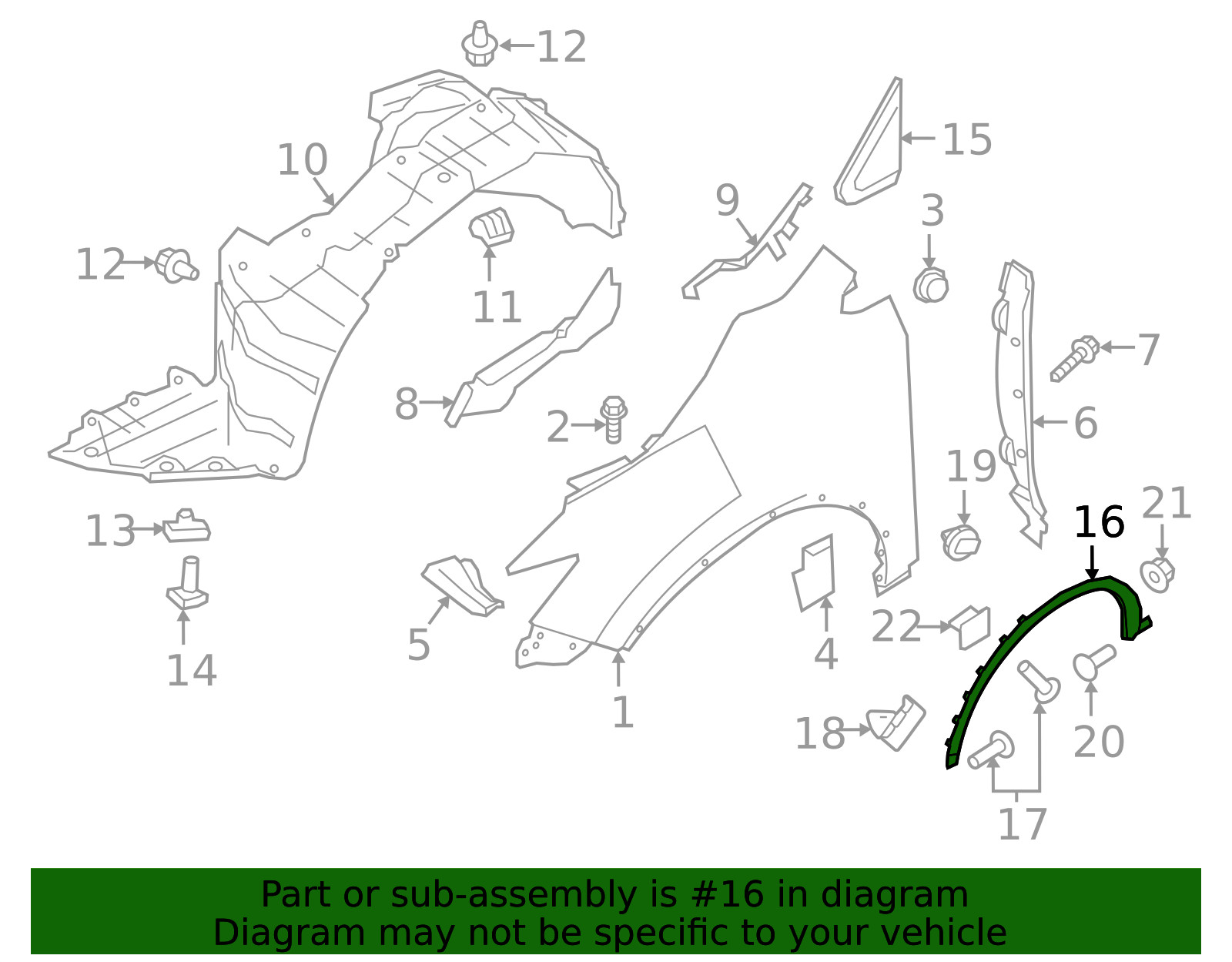 Genuine Nissan Wheel Arch Molding 76852-5AA0A