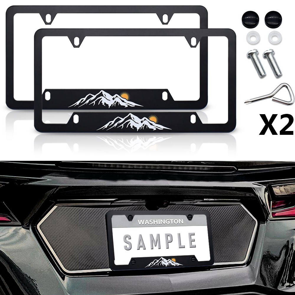 2PCS For Chevrolet Mountains & Sun Raised License Plate Frames Cover Accessories