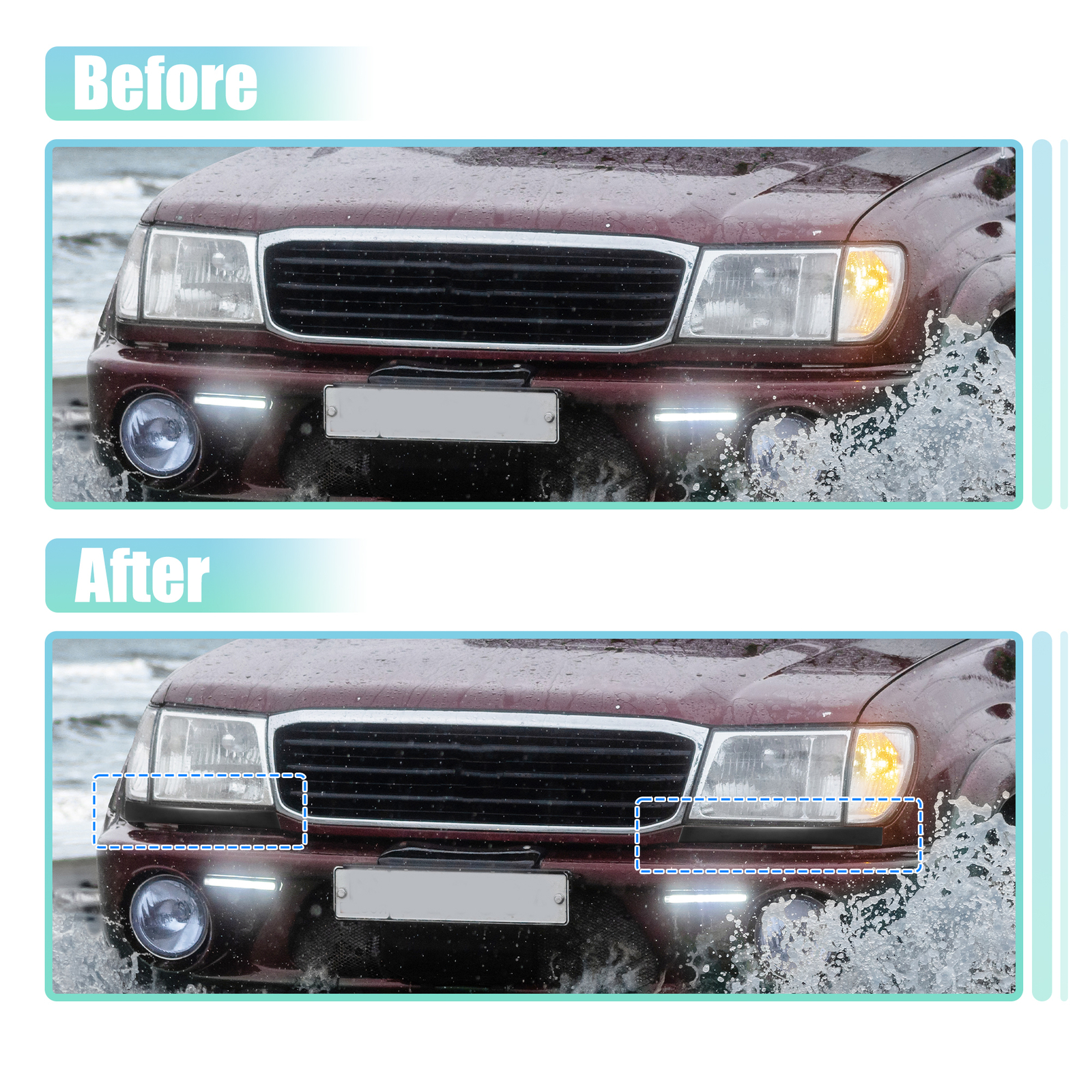 Pack (2) Front Lower Headlight Bumper Grille Filler for Toyota Tacoma 1997-2000