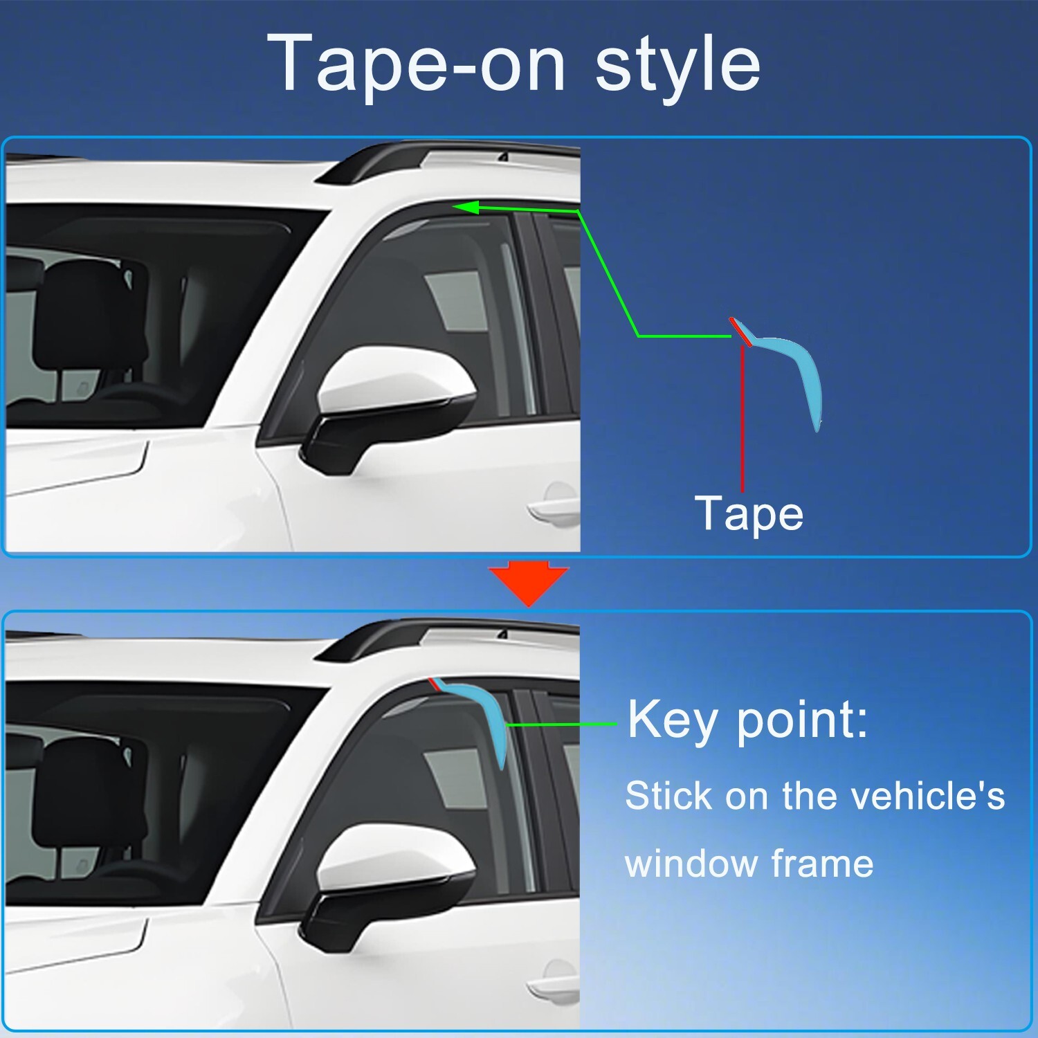 Tape-on Window Vent Visors for 2001-2012 Ford Escape/2008-2011 Mazda Tribute