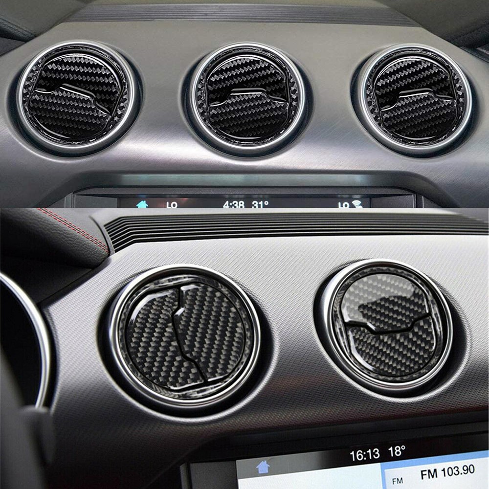 Real Carbon Fiber Interior Air Vent Outlet Cover Trim For Ford Mustang 2015-2020