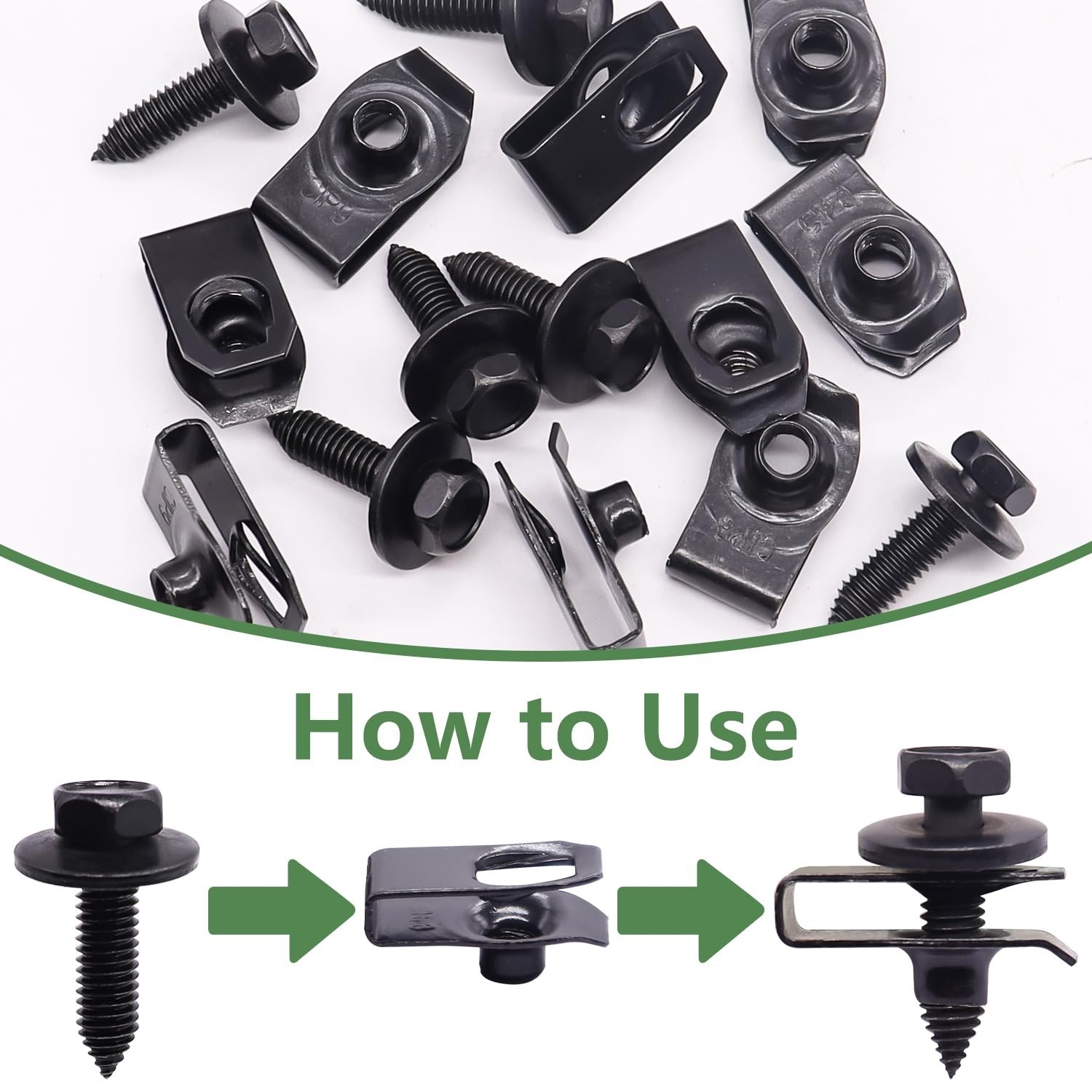 30Pcs Body Bolt & U-Nut Clips Kit for Automotive Bumper & Splash Shield